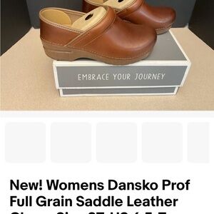 Dansko Brown Leather Slip-On Clogs